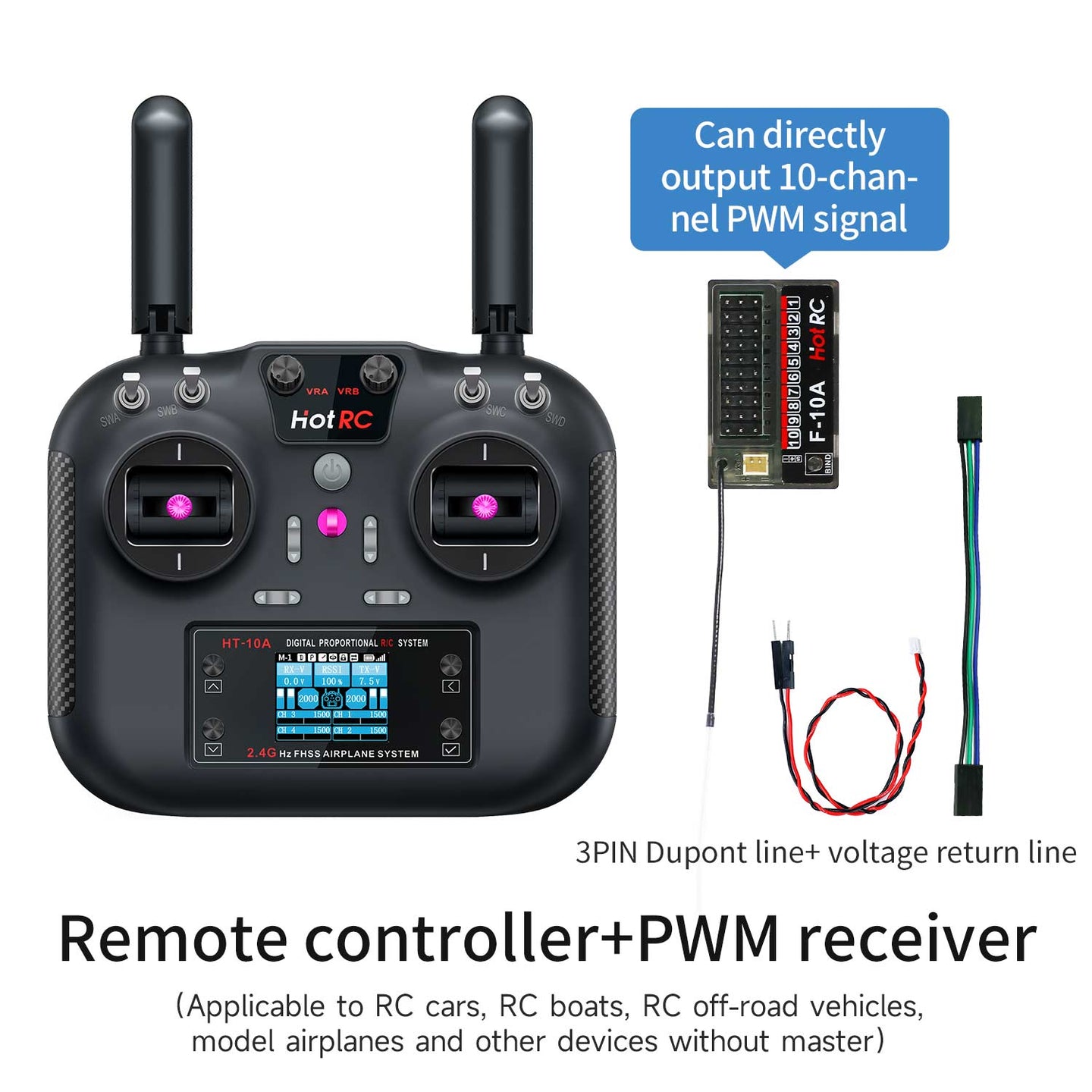 HOT RC 2.4G RC 10CH Transmitter FHSS and SBUS/PWM receiver For Drone and Smart Car