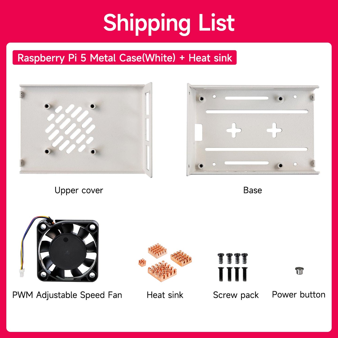 Carcasa metálica para Raspberry Pi 5 con ventilador de refrigeración PWM