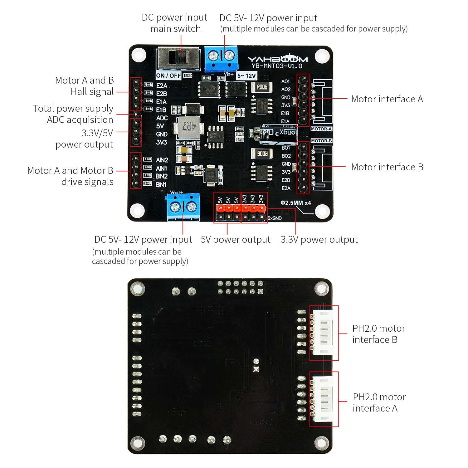 2-Channel Motor Drive Module(support 5-12V power supply)