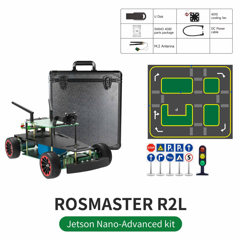 ROSMASTER R2L ROS Robot with Ackermann structure for Jetson NANO 4GB(Max Speed:1.8m/s) Without / Advanced-NANO 4GB SUB