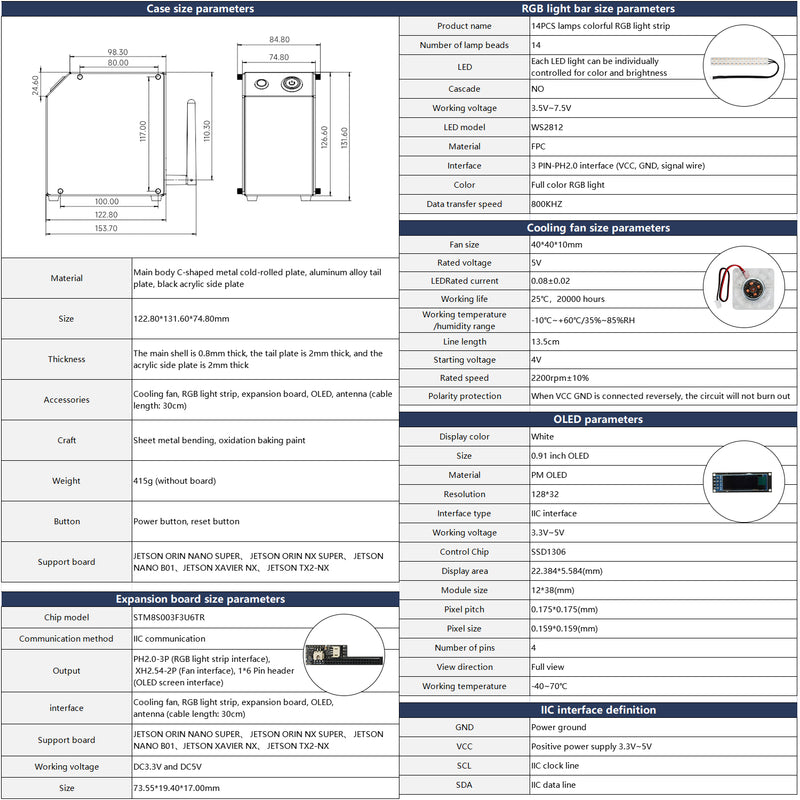 Jetson MINI CUBE NANO support de boîtier Jetson NANO/Orin NANO/Orin NX/Xavier NX/TX2 NX