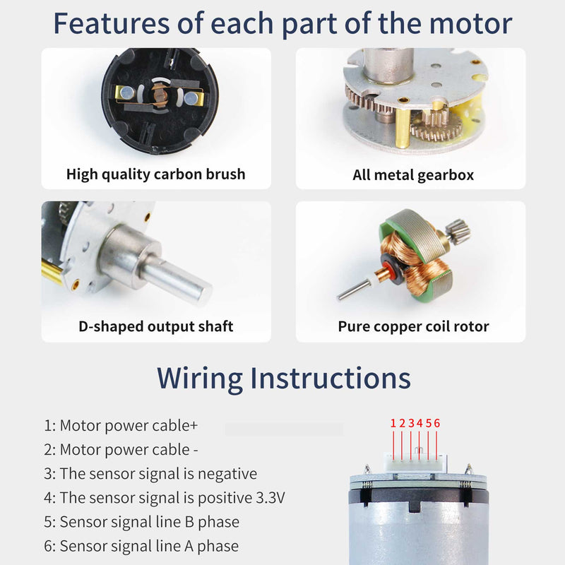dc gear motor 5v 520 DC Gear Motor with Encoder 205RPM 333RPM 550RPM For Smart Car