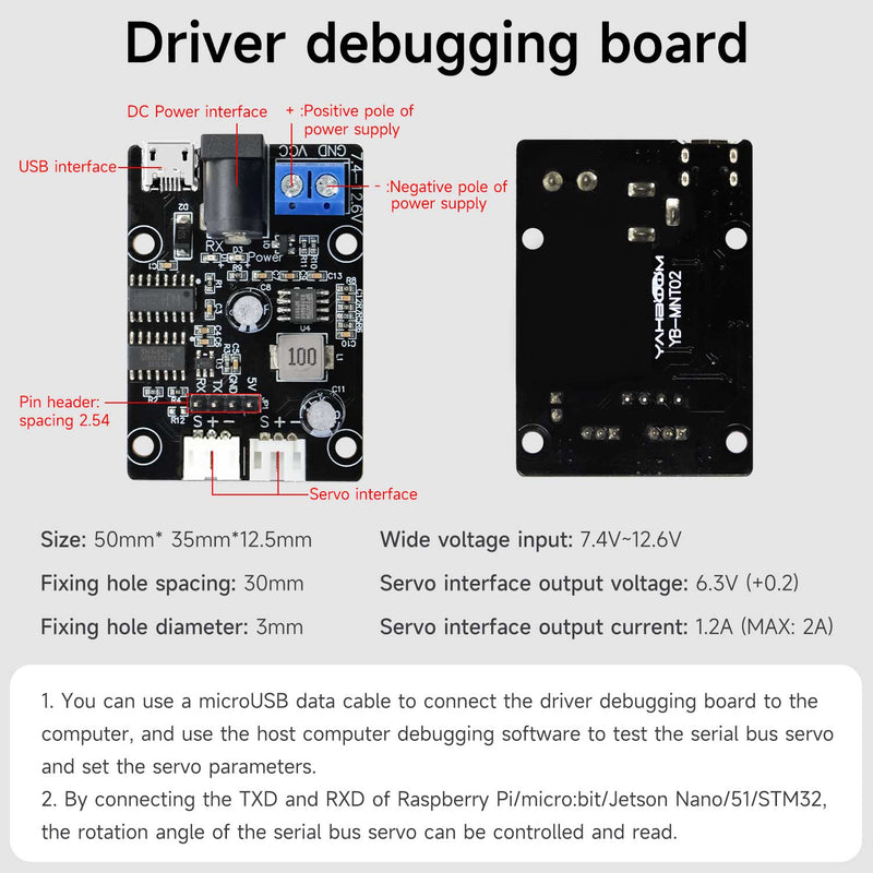 Yahboom 35KG Serial Bus Servo And Drive Debug Board For Robotic Arm