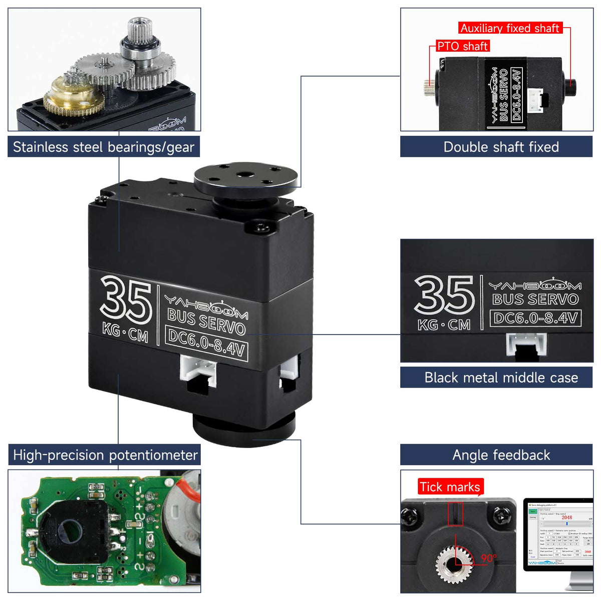 Yahboom 35KG Serial Bus Servo And Drive Debug Board For Robotic Arm
