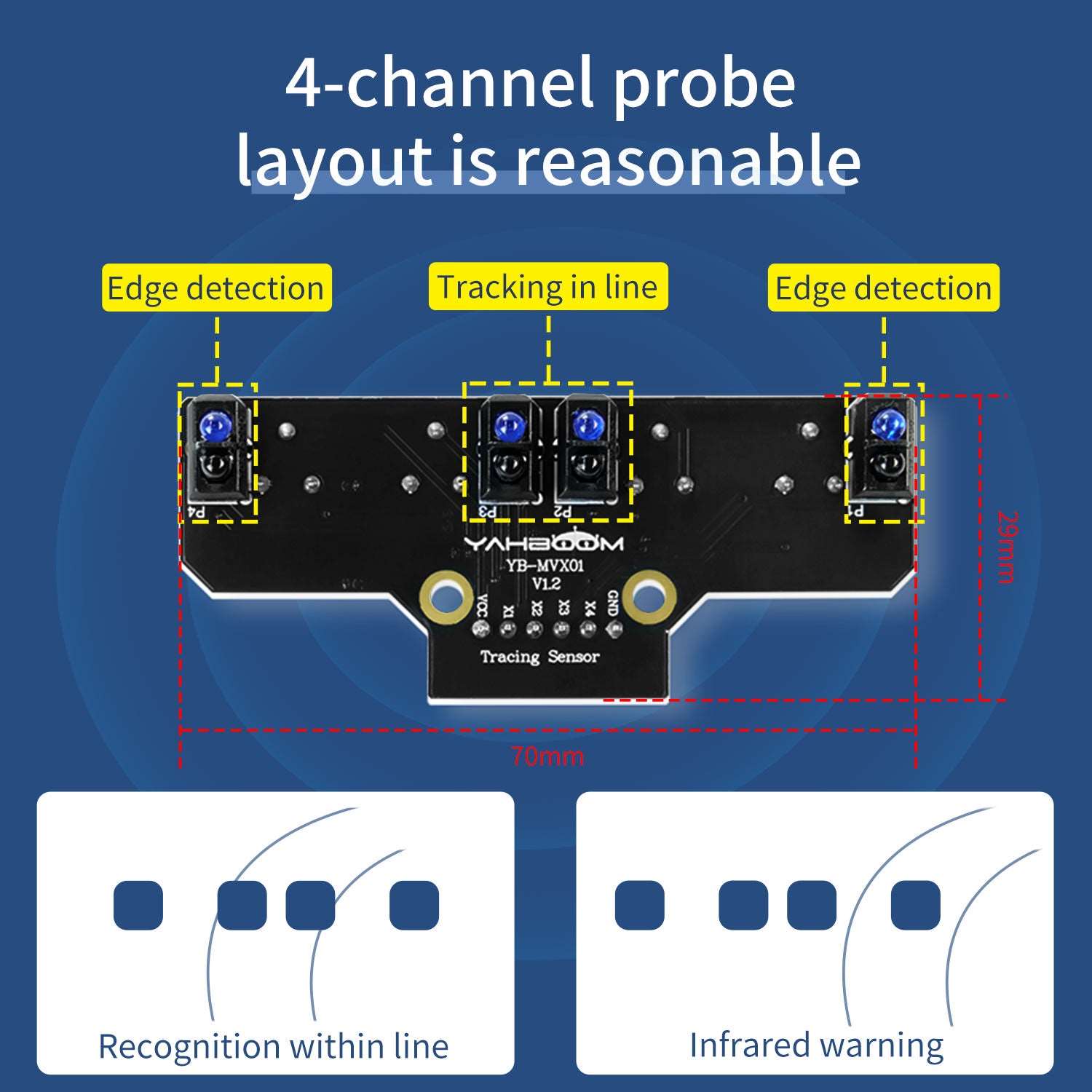 Yahboom 4 channel infrared tracking sensor module(XH2.54-6Pin port)