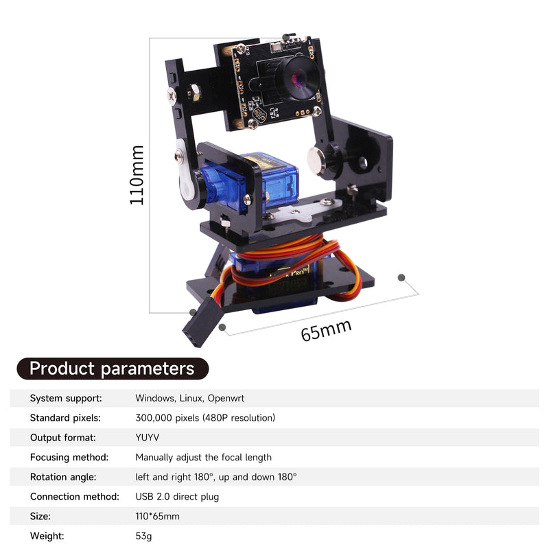 Yahboom HD Camera Pan-Tilt Kit with 2 Pcs SG90 Servos for Raspberry Pi/RDK X3