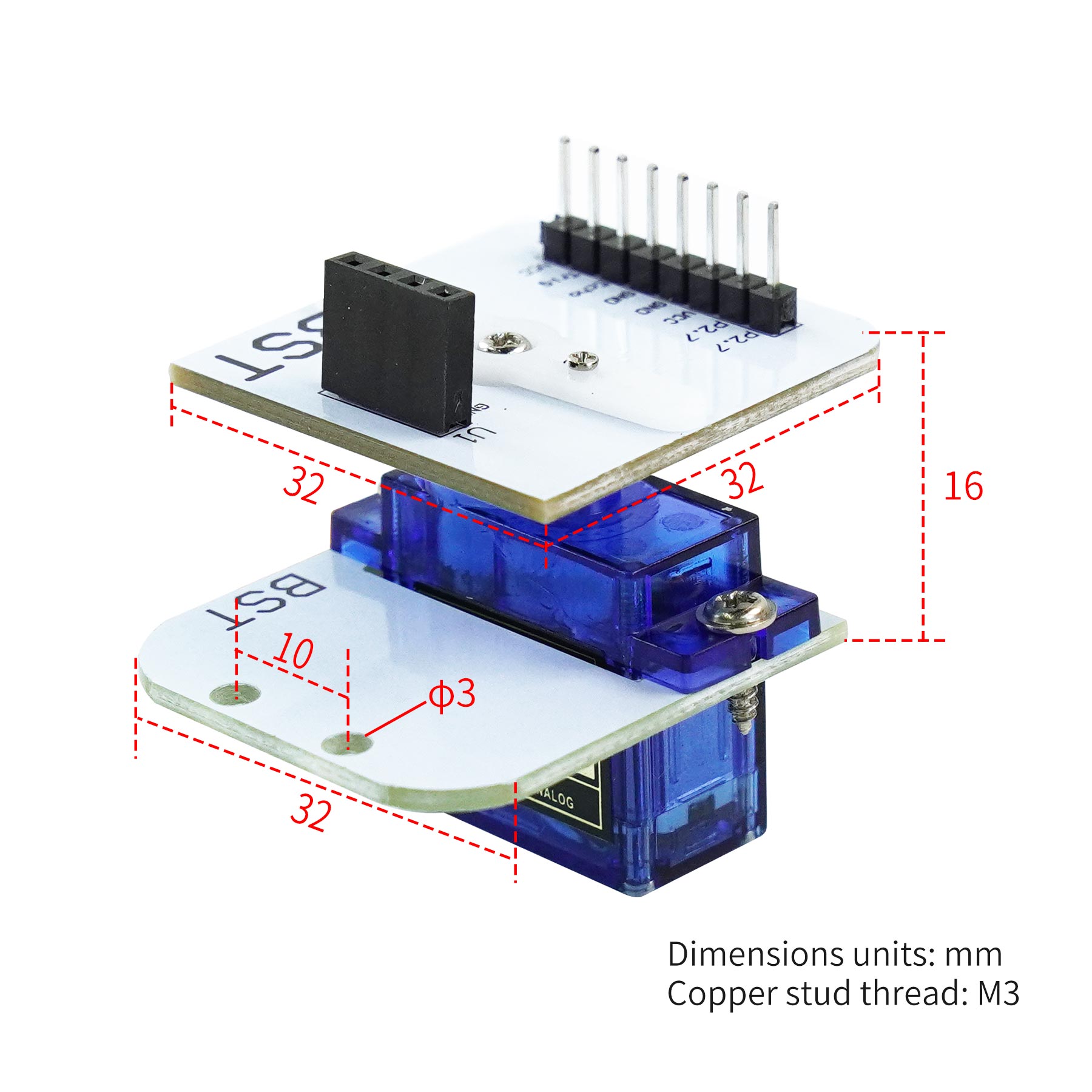 Servo Yahboom SG90 avec plateforme pour voiture intelligente