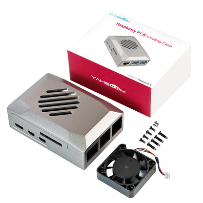 Boîtier ABS argenté pour Raspberry Pi 5 avec ventilateur de refroidissement PWM