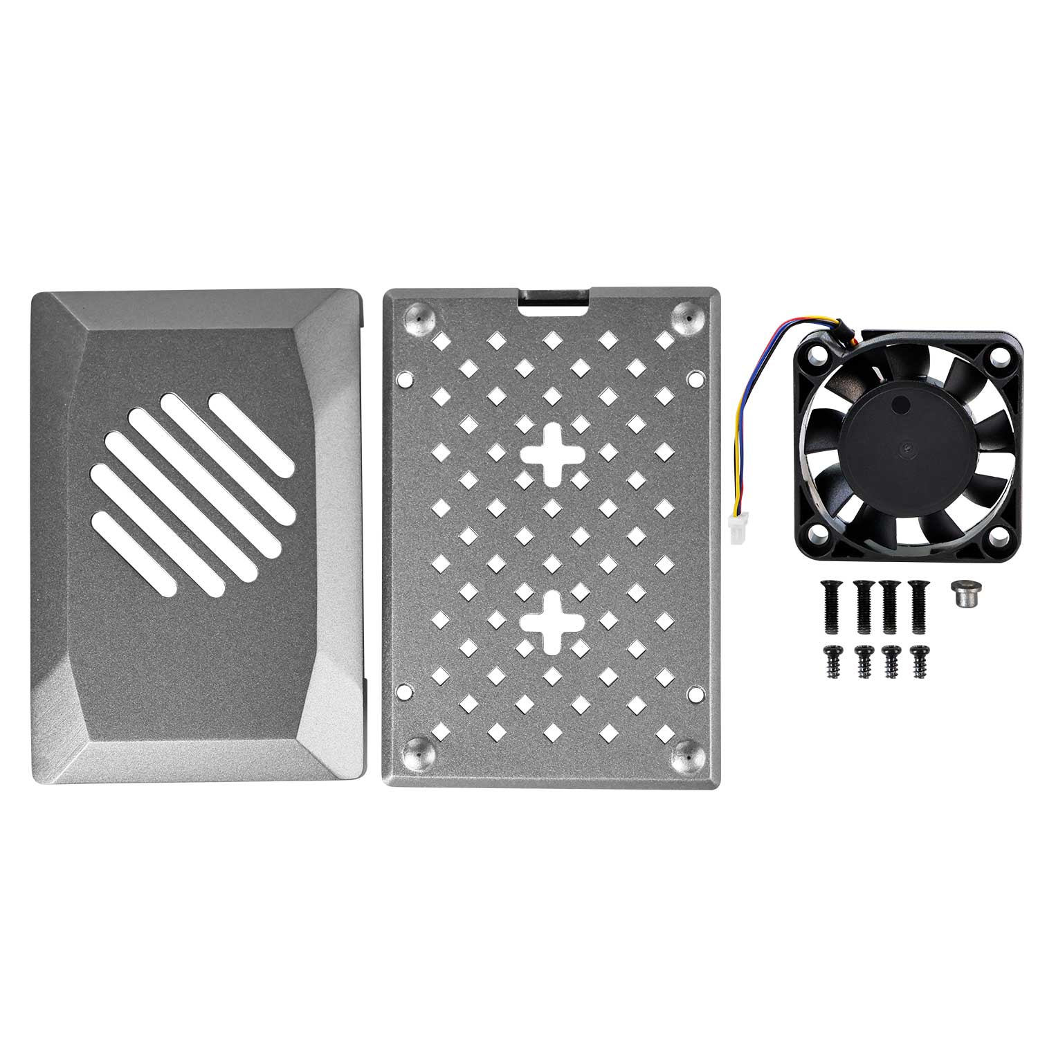 Carcasa ABS plateada para Raspberry Pi 5 con ventilador de refrigeración PWM