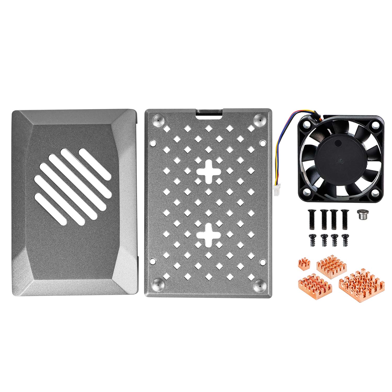 Carcasa ABS plateada para Raspberry Pi 5 con ventilador de refrigeración PWM