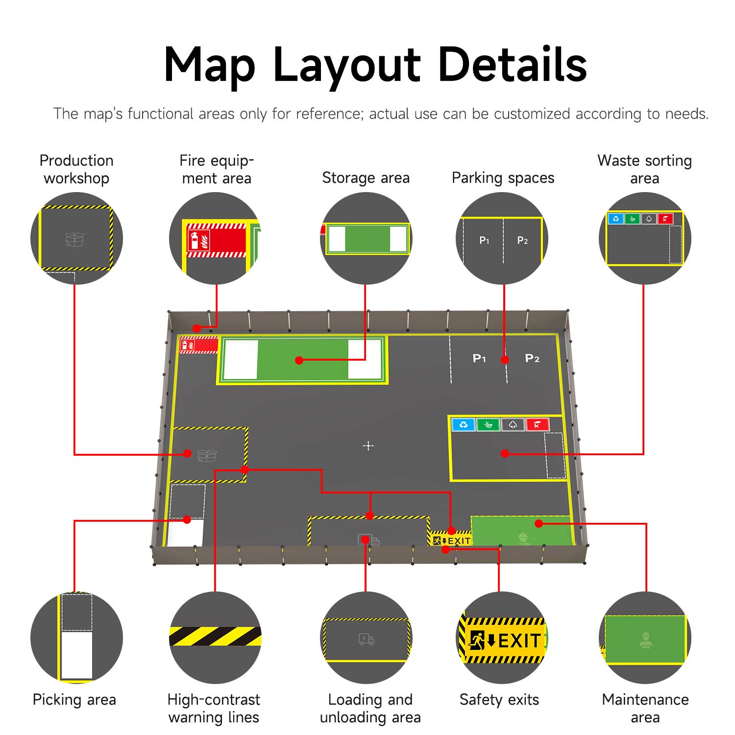 Yahboom sandbox map for robotics AI large model scenario(4.1M*3M)