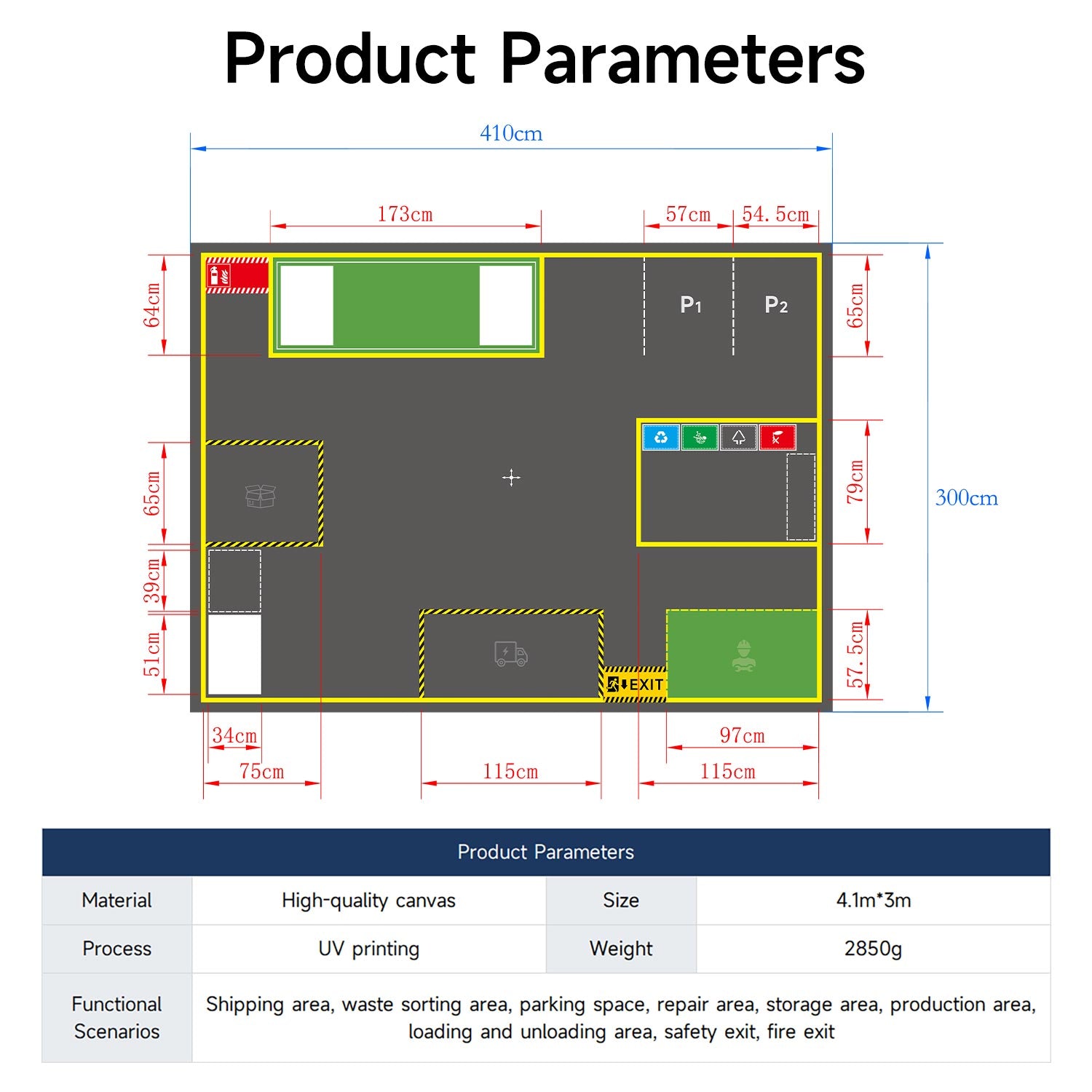 Yahboom sandbox map for robotics AI large model scenario(4.1M*3M)