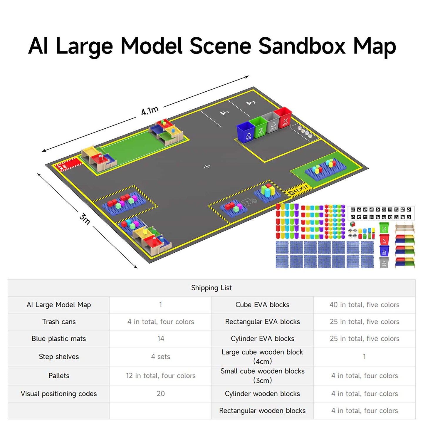 Yahboom sandbox map for robotics AI large model scenario(4.1M*3M)