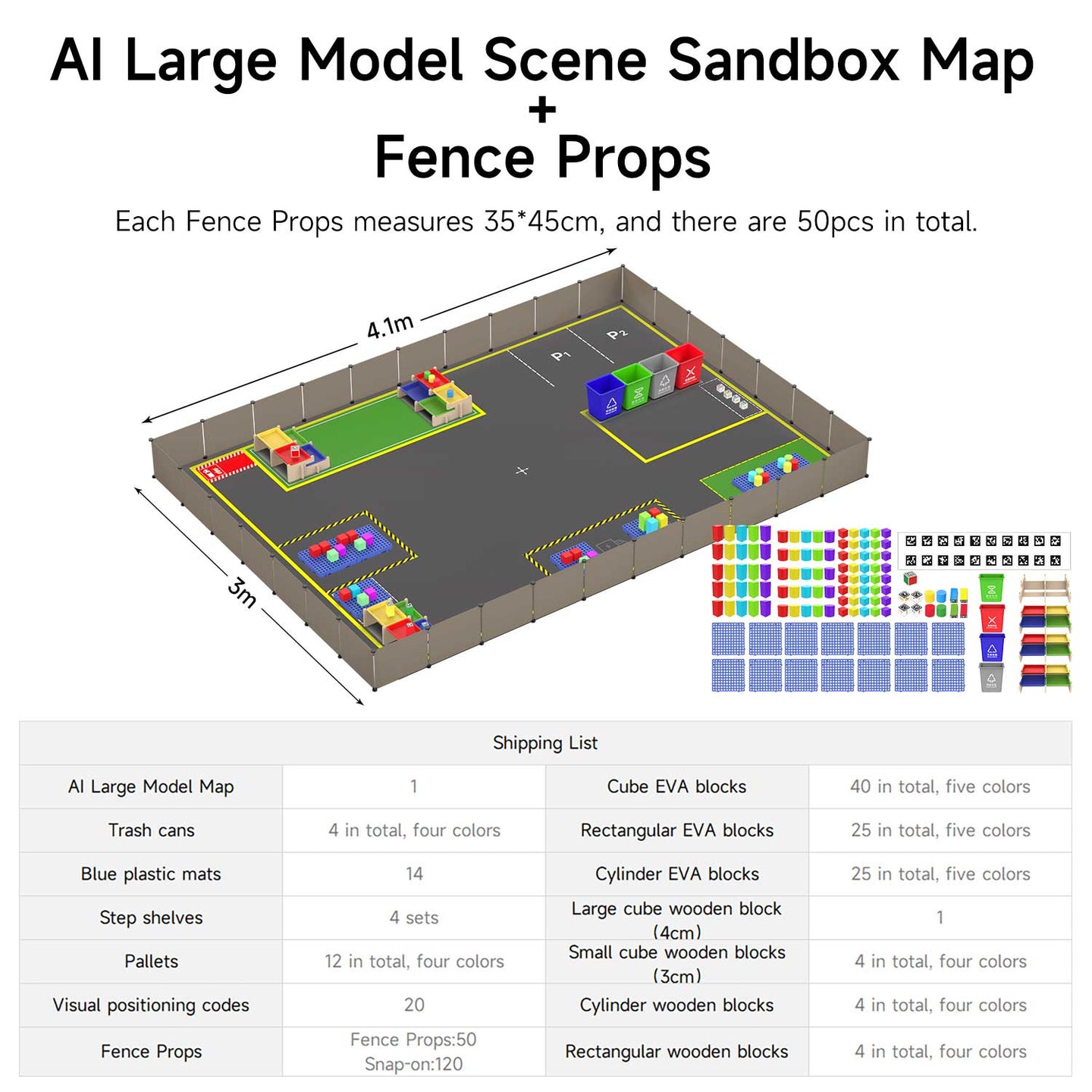 Yahboom sandbox map for robotics AI large model scenario(4.1M*3M)