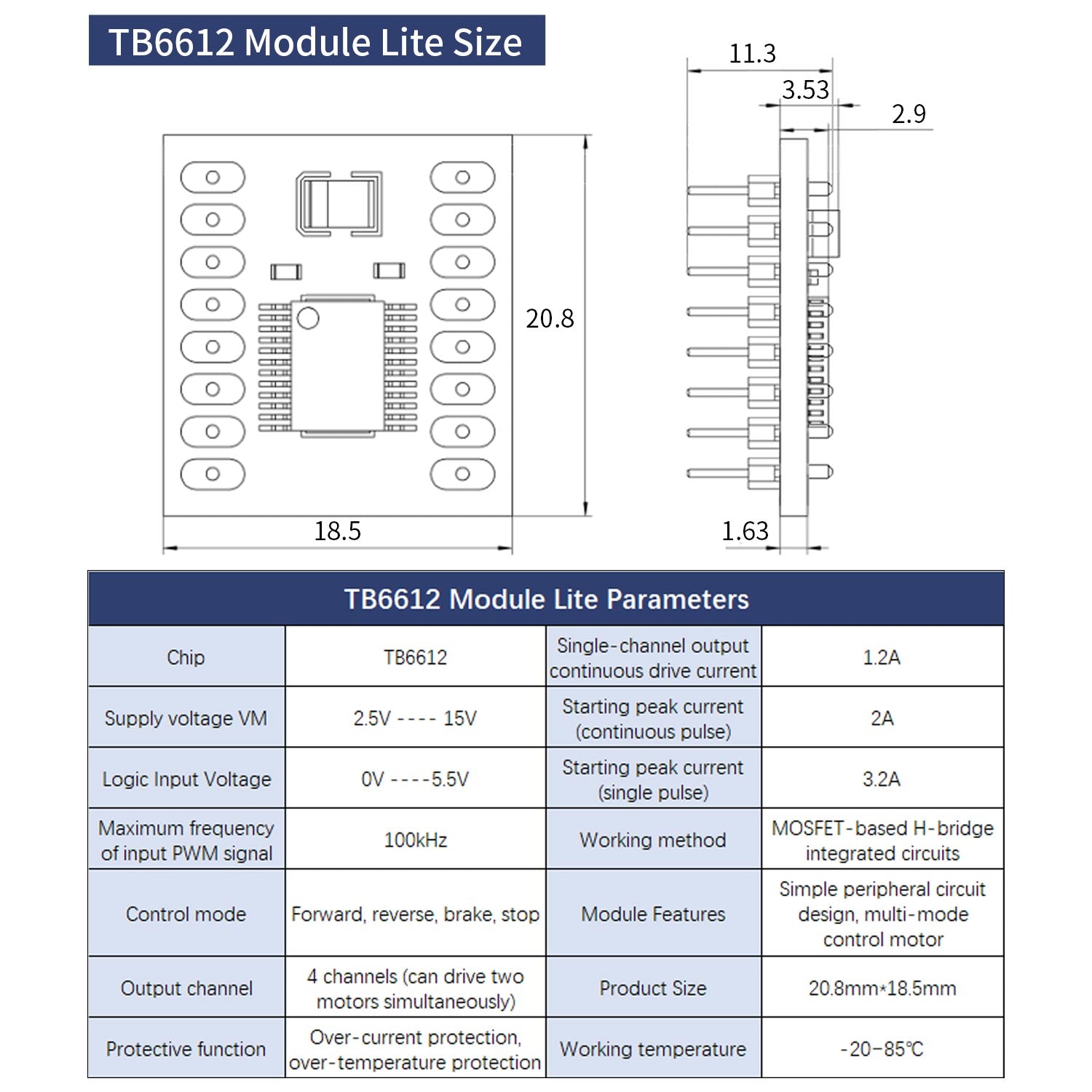 2-Channel Motor Drive Module AT8236 Chip Support 5-12V Power Supply