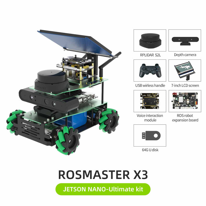 ROSMASTER X3 ROS2 Robot with Mecanum Wheel for Jetson NANO 4GB/Orin NANO/Orin NX/RaspberryPi 5