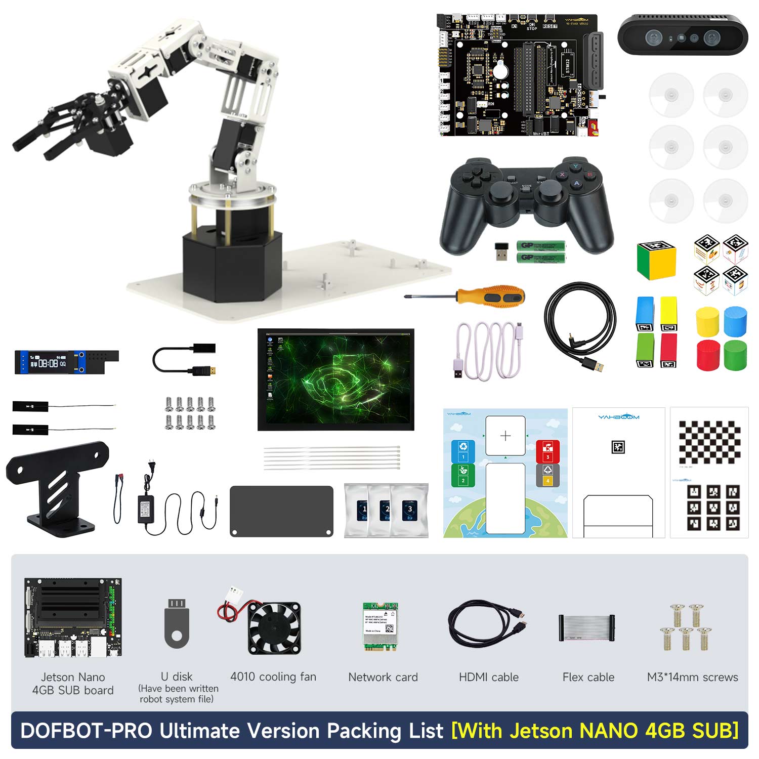 DOFBOT-PRO Ultimate Version Packing List With Jetson NANO 4GB SUB
