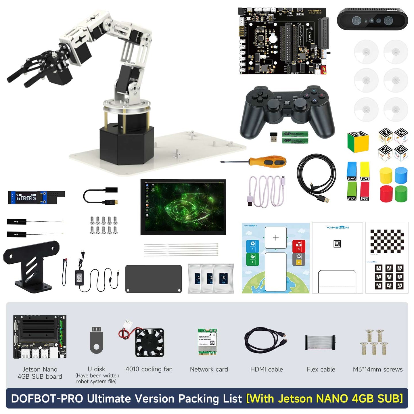DOFBOT-PRO Ultimate Version Packing List With Jetson NANO 4GB SUB