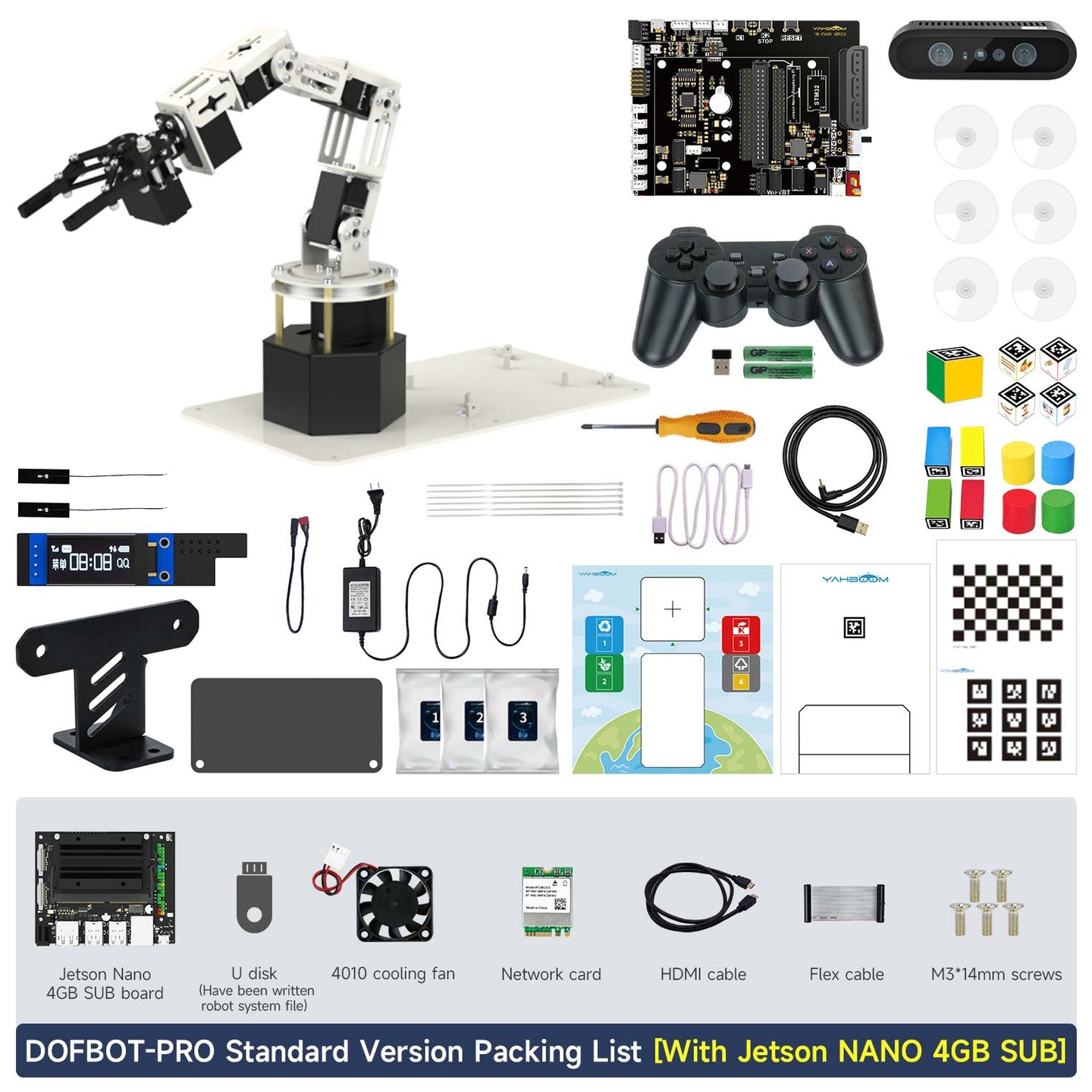 DOFBOT-PRO Standard Version Packing List IWith Jetson NANO 4GB SUB
