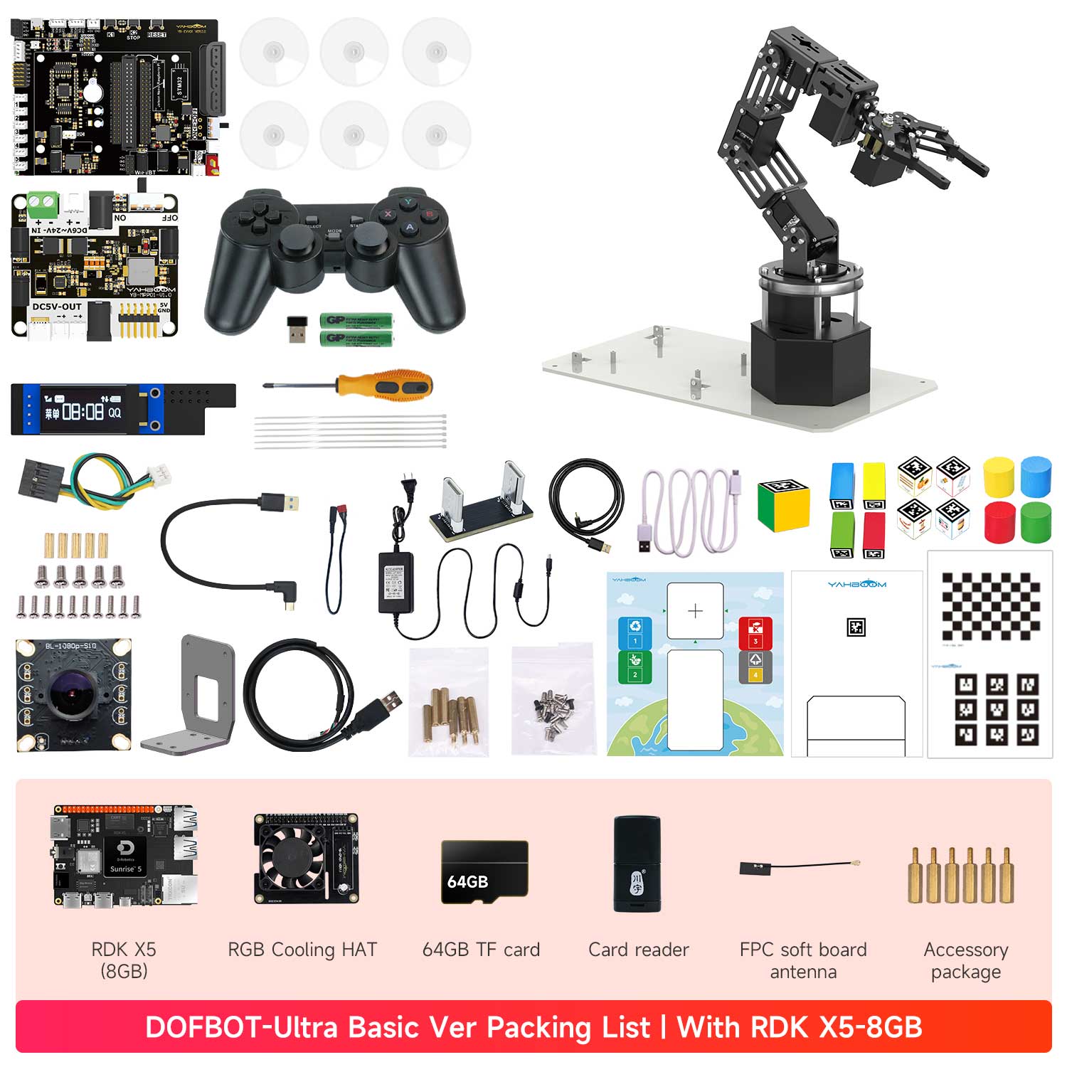 DOFBOT Ultra AI Large Language Model  3D Depth Vision Robotic Arm for RDK X5/RaspberryPi 5