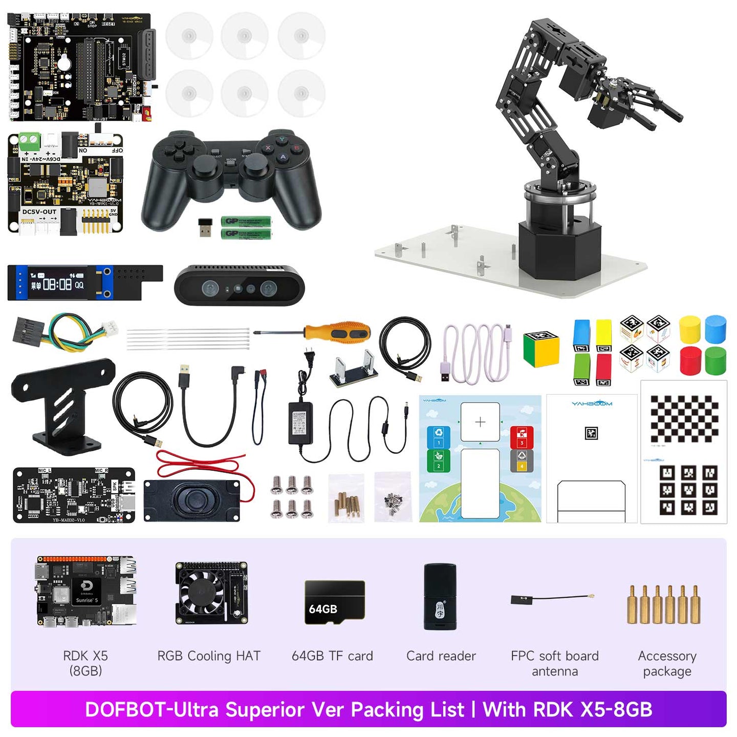 DOFBOT Ultra AI Large Language Model  3D Depth Vision Robotic Arm for RDK X5/RaspberryPi 5