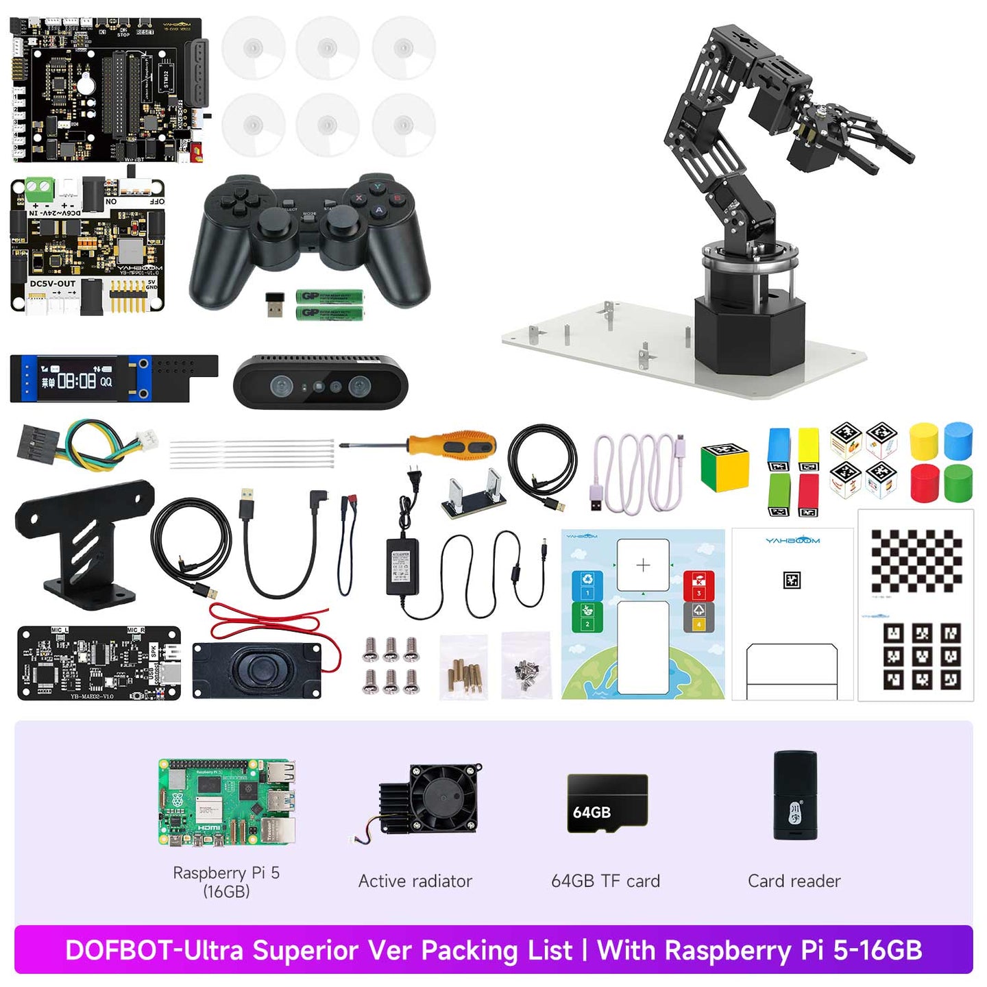 DOFBOT Ultra AI Large Language Model  3D Depth Vision Robotic Arm for RDK X5/RaspberryPi 5