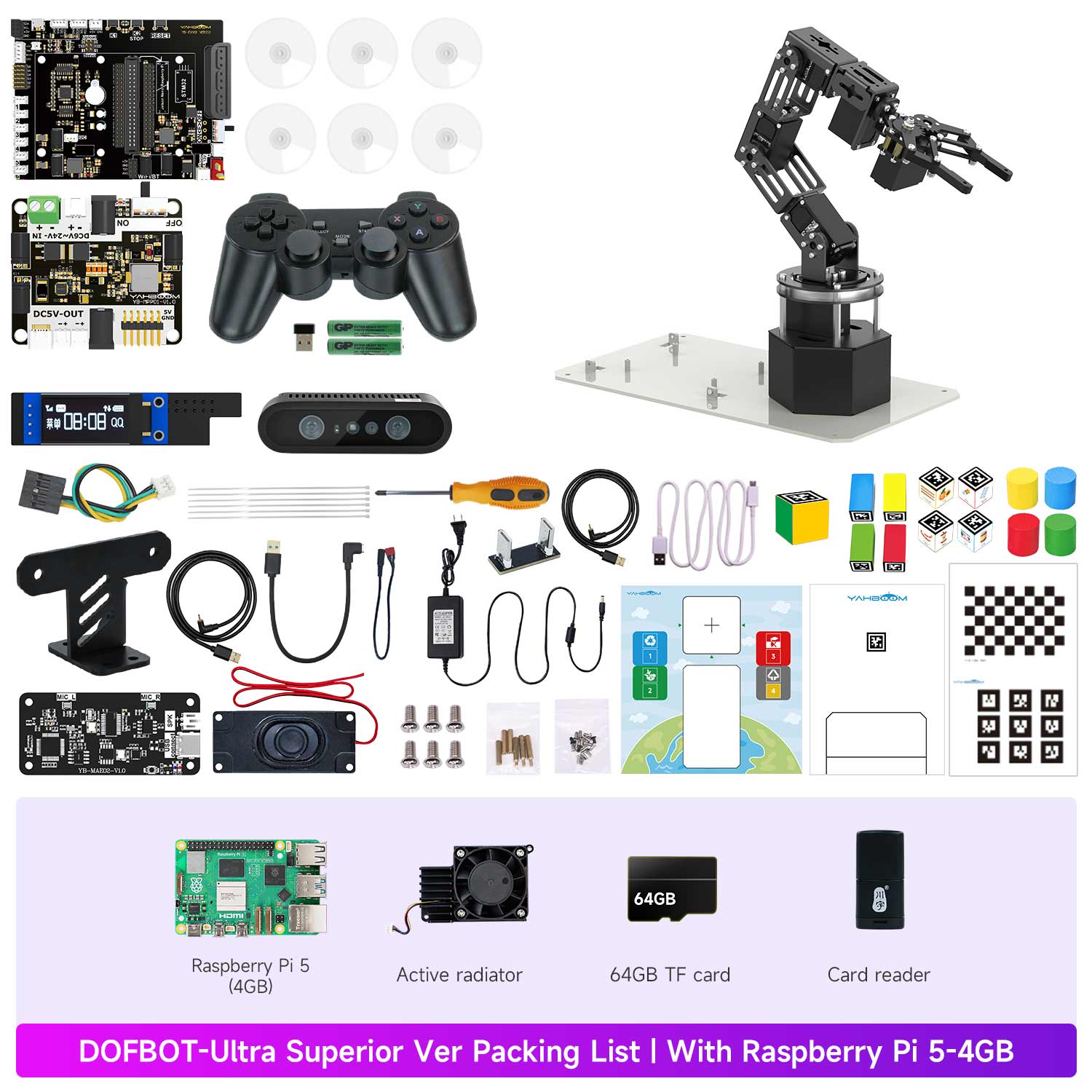 DOFBOT Ultra AI Large Language Model  3D Depth Vision Robotic Arm for RDK X5/RaspberryPi 5