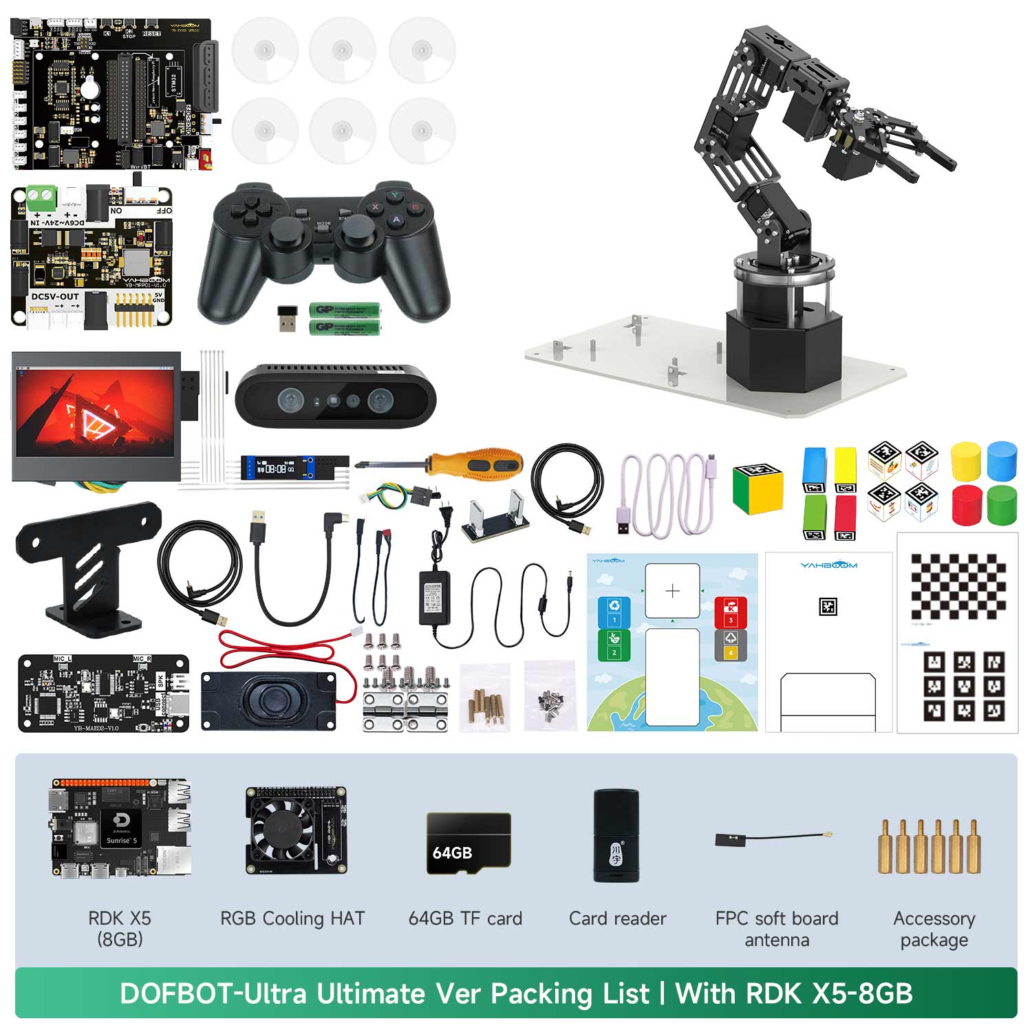DOFBOT Ultra AI Large Language Model  3D Depth Vision Robotic Arm for RDK X5/RaspberryPi 5