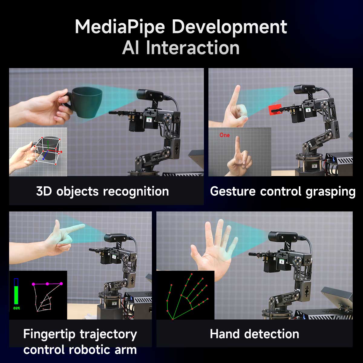 DOFBOT Ultra AI Large Language Model  3D Depth Vision Robotic Arm for RDK X5/RaspberryPi 5