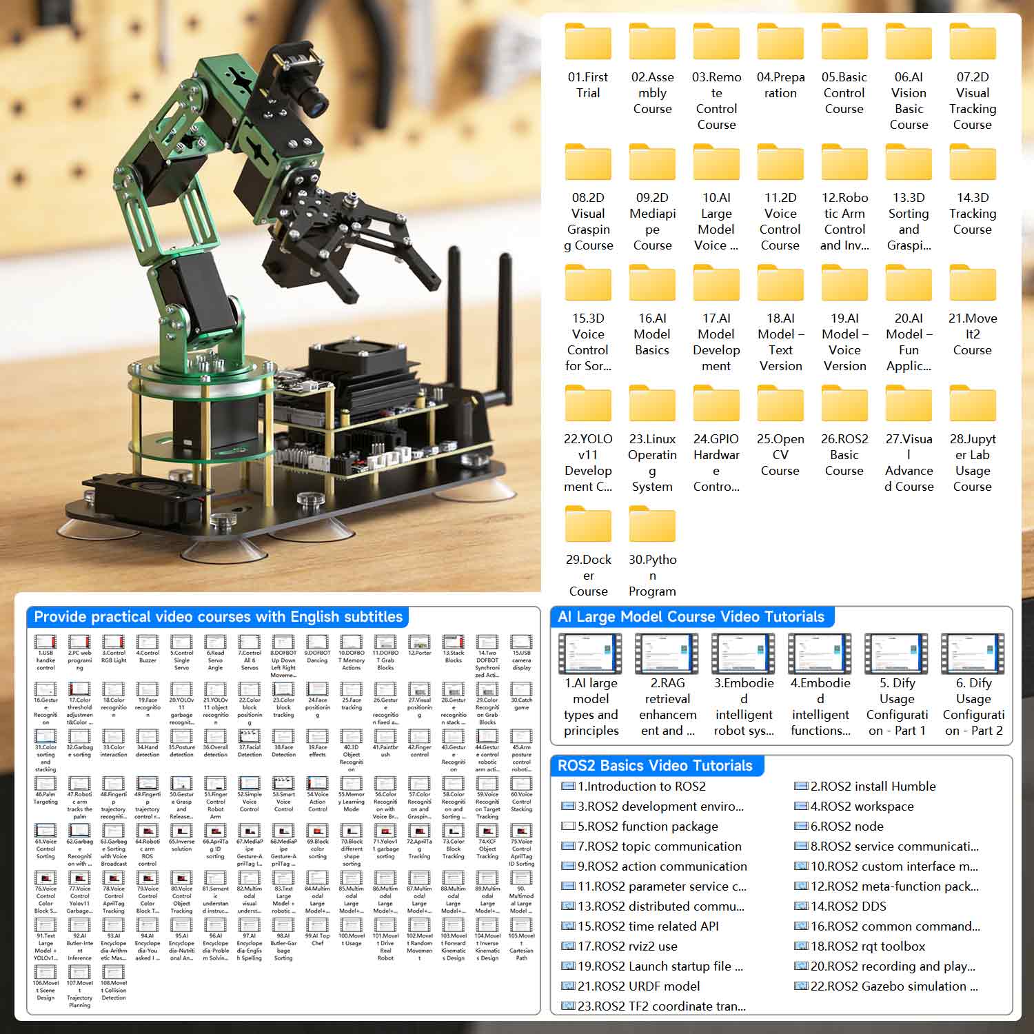 Yahboom DOFBOT AI Large Language Model Vision Robotic Arm with ROS2 Python programming for Jetson NANO 4GB(B01/SUB)