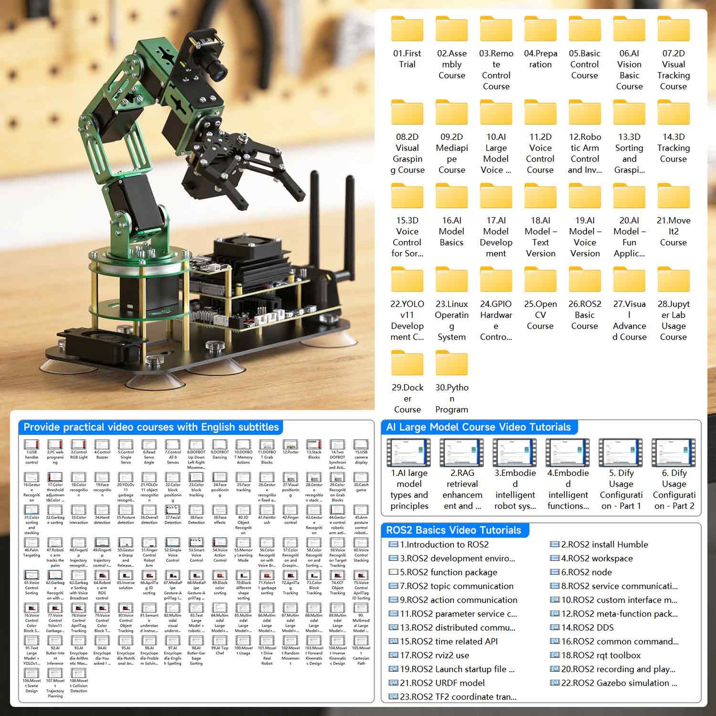 Yahboom DOFBOT AI Large Language Model Vision Robotic Arm with ROS2 Python programming for Jetson NANO 4GB(B01/SUB)