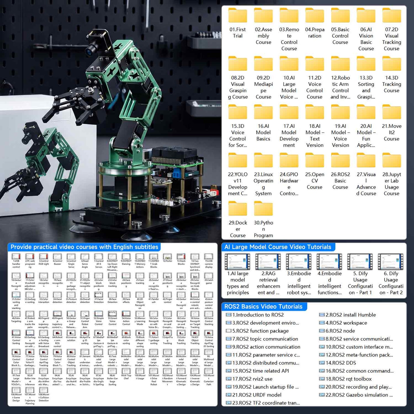 Yahboom DOFBOT AI Large Language Model Vision Robotic Arm with ROS2 Python programming for Raspberry Pi 5