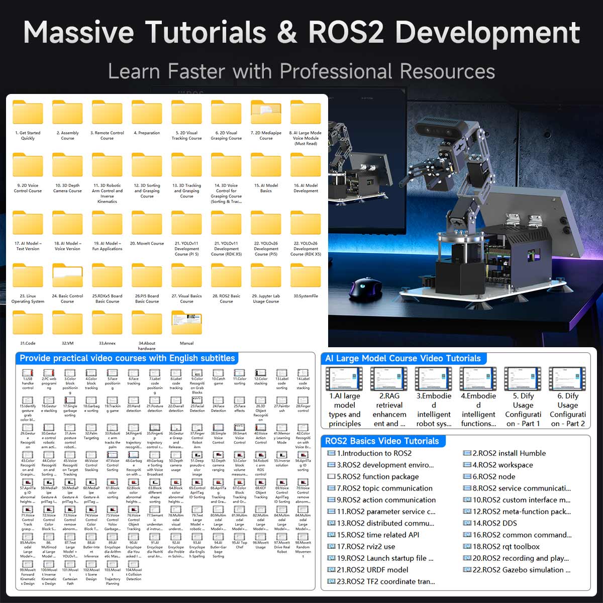 DOFBOT Ultra AI Large Language Model  3D Depth Vision Robotic Arm for RDK X5/RaspberryPi 5