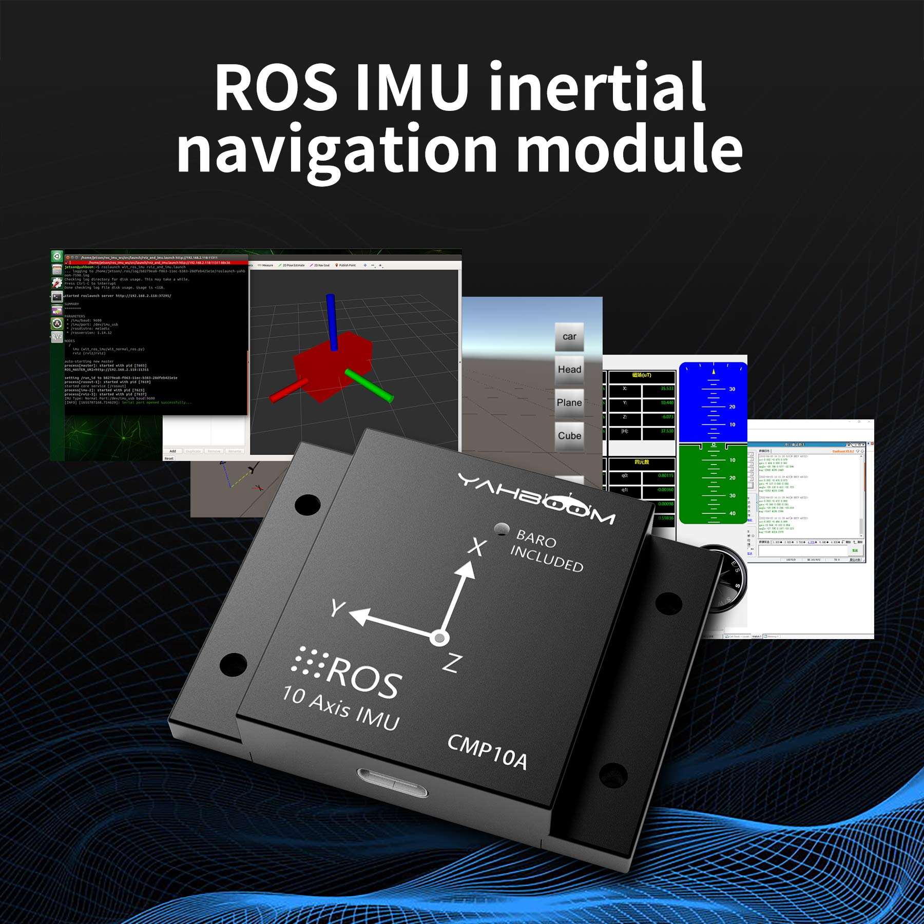 Yahboom IMU 10-Axis Inertial Navigation ARHS Sensor Module with Accelerometer Gyroscope Magnetometer Barometer Air pressure gauge