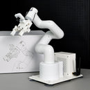 JetCobot is a white robotic arm made of plastic and aluminum alloy.