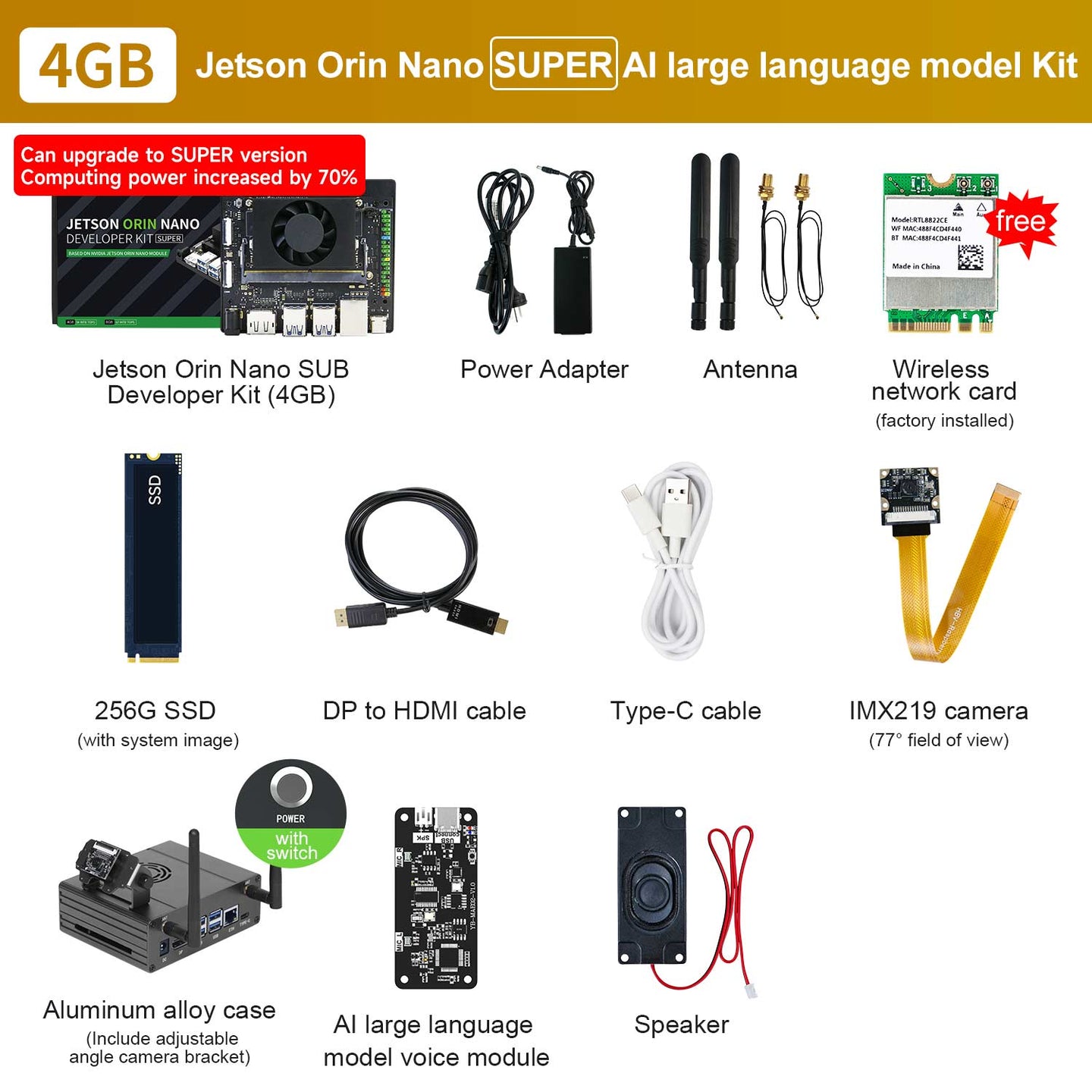Jetson Orin NANO SUPER Developer Kit(SUB/Official) with 4GB/8GB RAM(34TOPS/67TOPS)