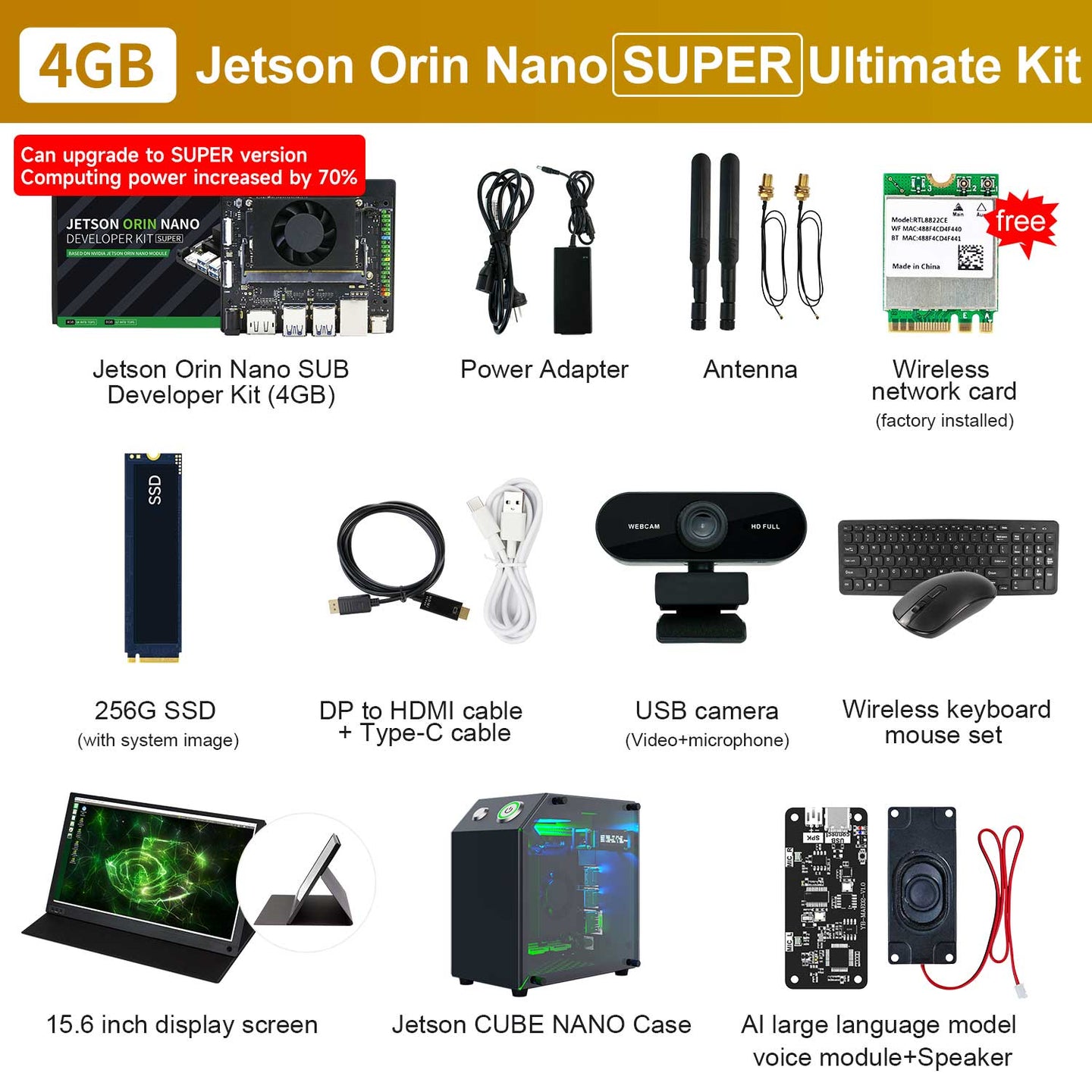 Jetson Orin NANO SUPER Developer Kit(SUB/Official) with 4GB/8GB RAM(34TOPS/67TOPS)