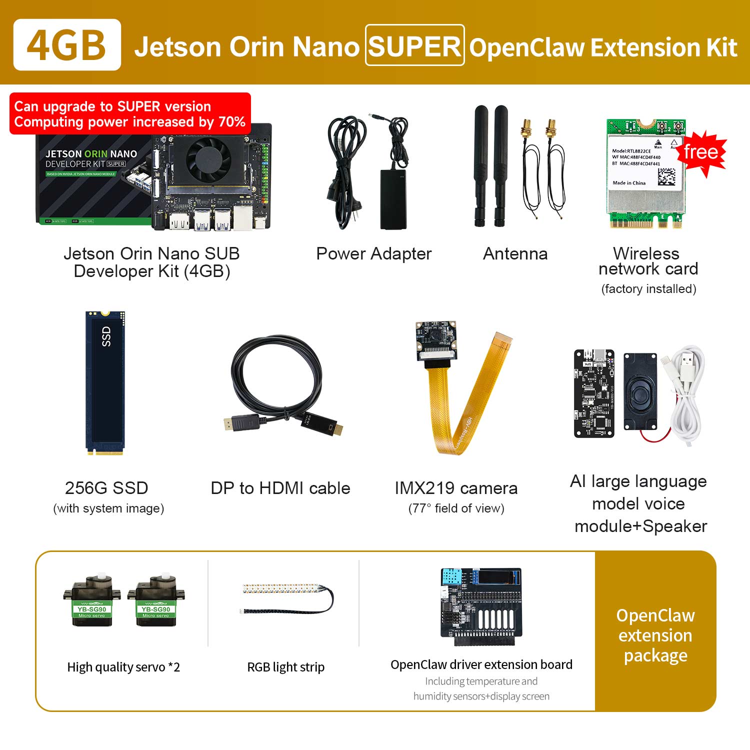Jetson Orin NANO SUPER Developer Kit(SUB/Official) with 4GB/8GB RAM(34TOPS/67TOPS)