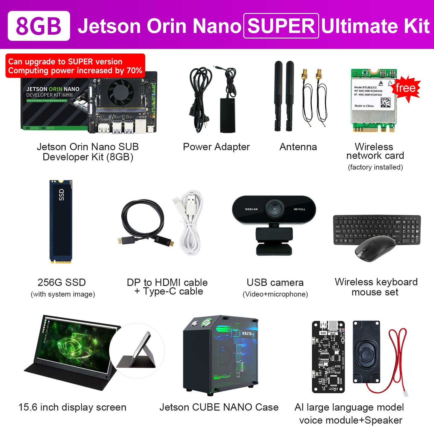 Jetson Orin NANO SUPER Developer Kit(SUB/Official) with 4GB/8GB RAM(34TOPS/67TOPS)