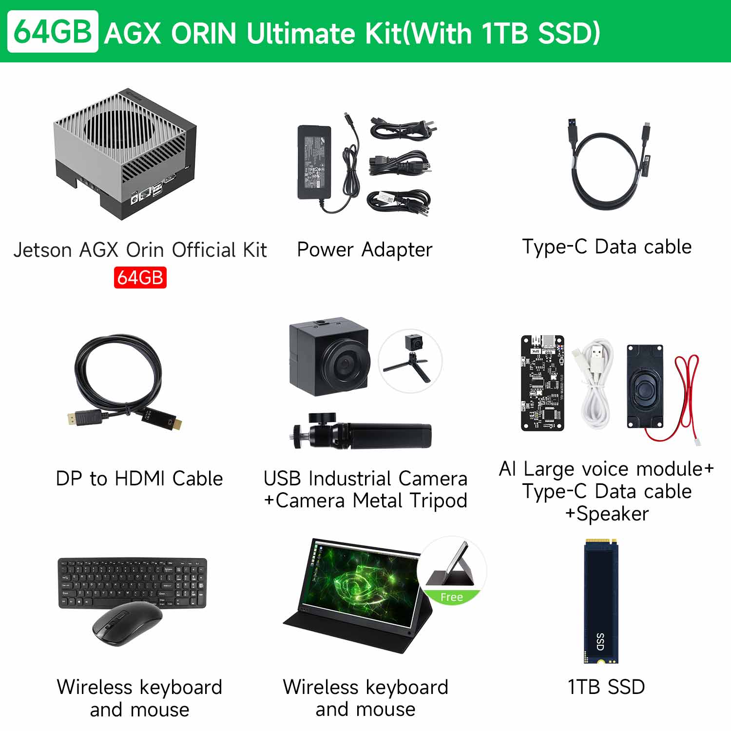64GB AGX ORIN Ultimate Kit with 1TB SSD components on a white background