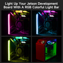 Jetson mini NANO protective case RGB colorful light bar lights up in the dark, showing pink, blue and green lights