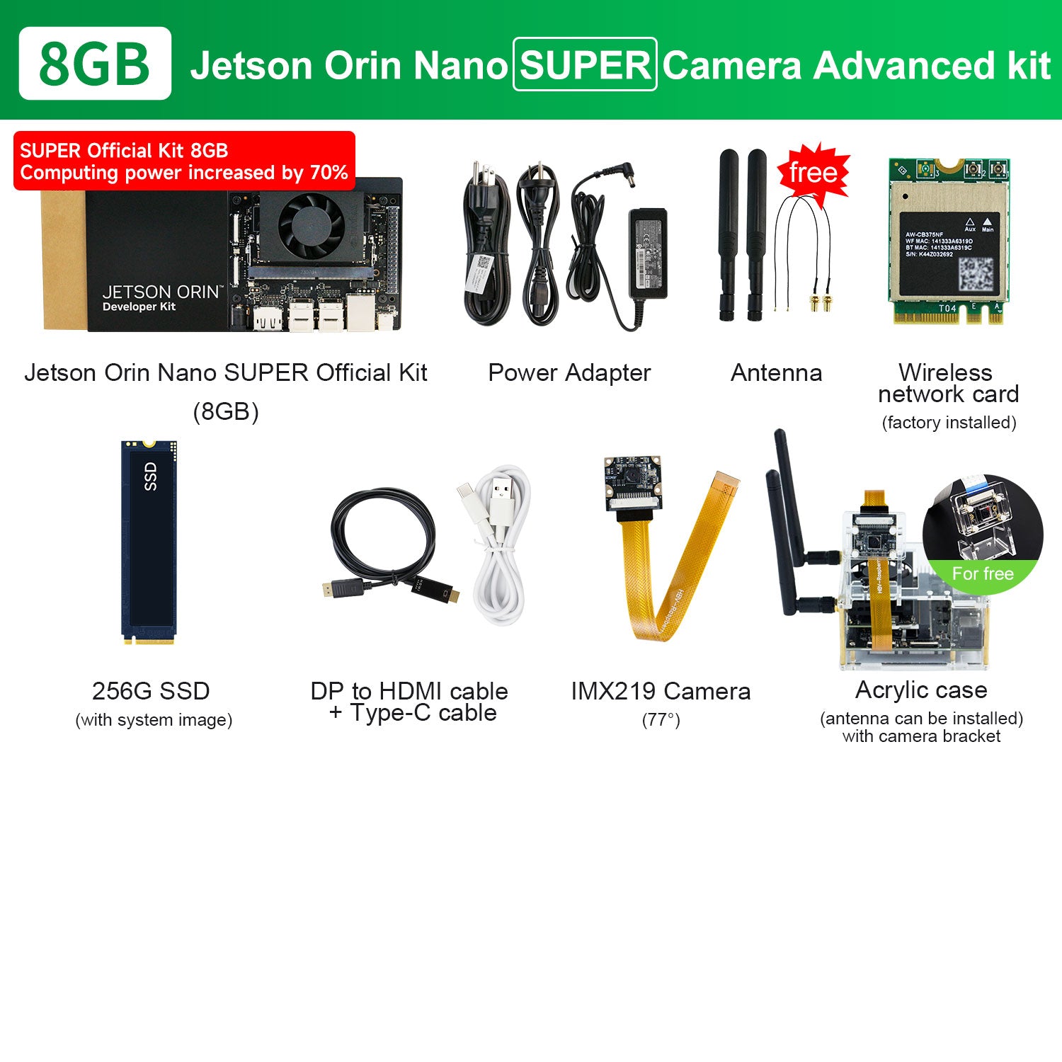 Carte Jetson Orin NANO (officielle/SUB) avec 4 Go/8 Go de RAM