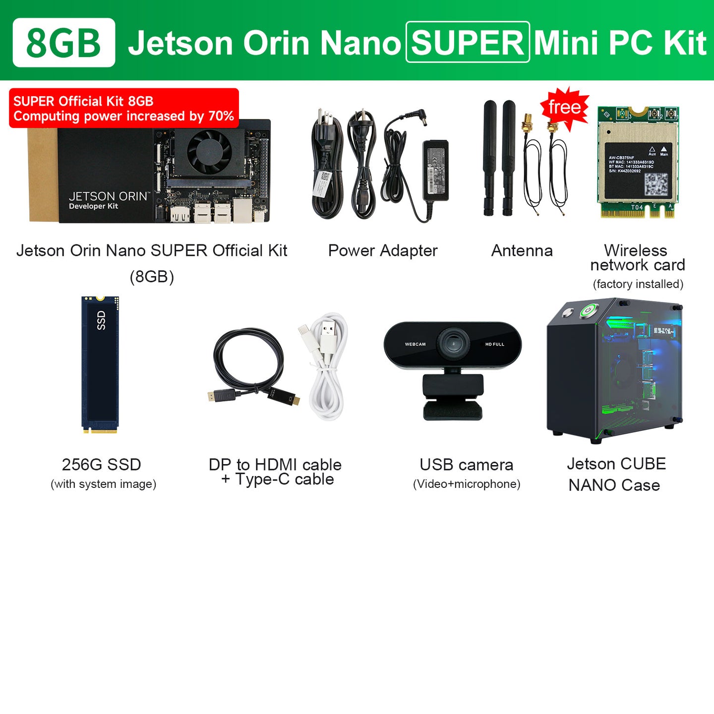 Carte Jetson Orin NANO (officielle/SUB) avec 4 Go/8 Go de RAM
