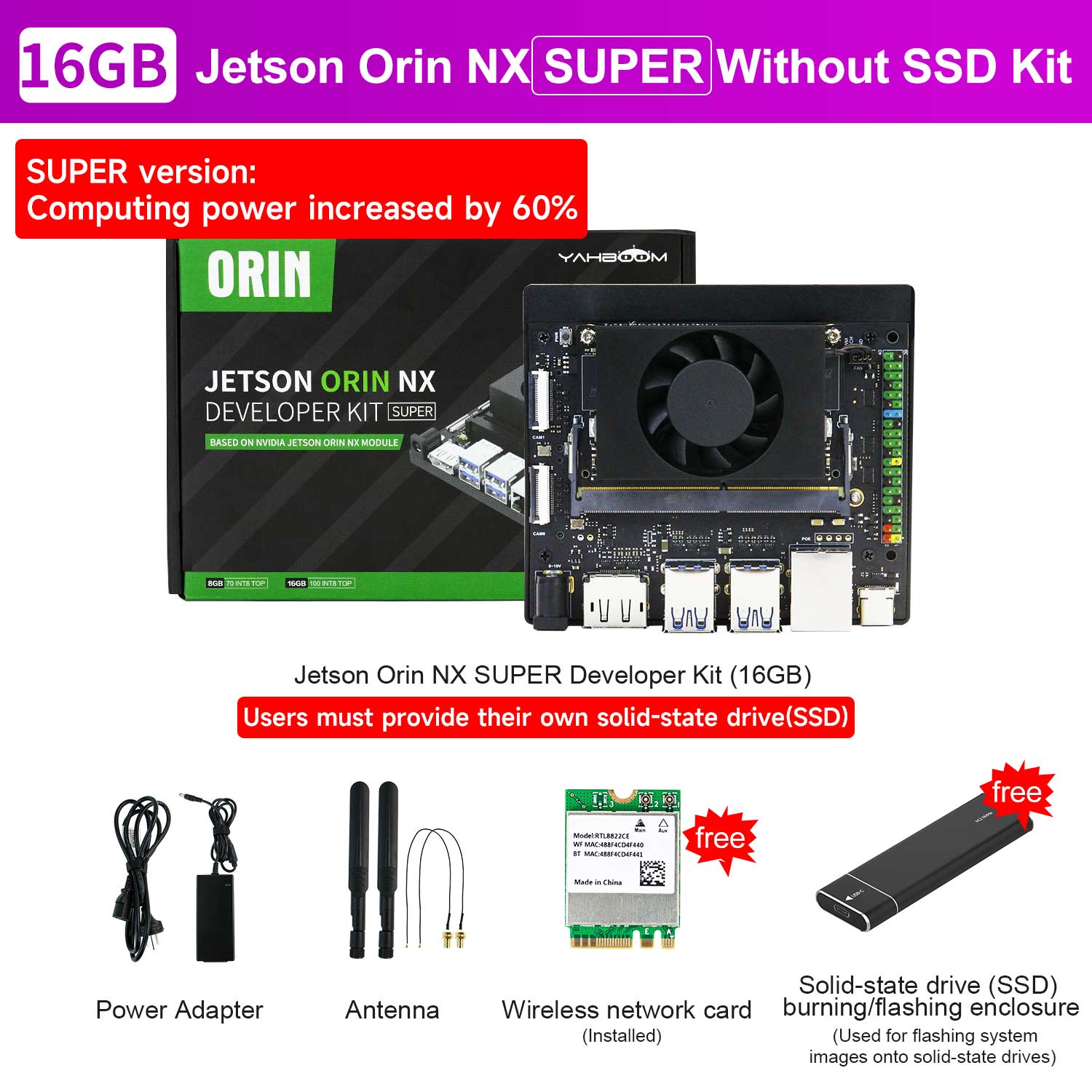 Development Kit Pc NVIDIA Jetson Orin NX Super Developer Kit for Depth Learning ROS Robot ...