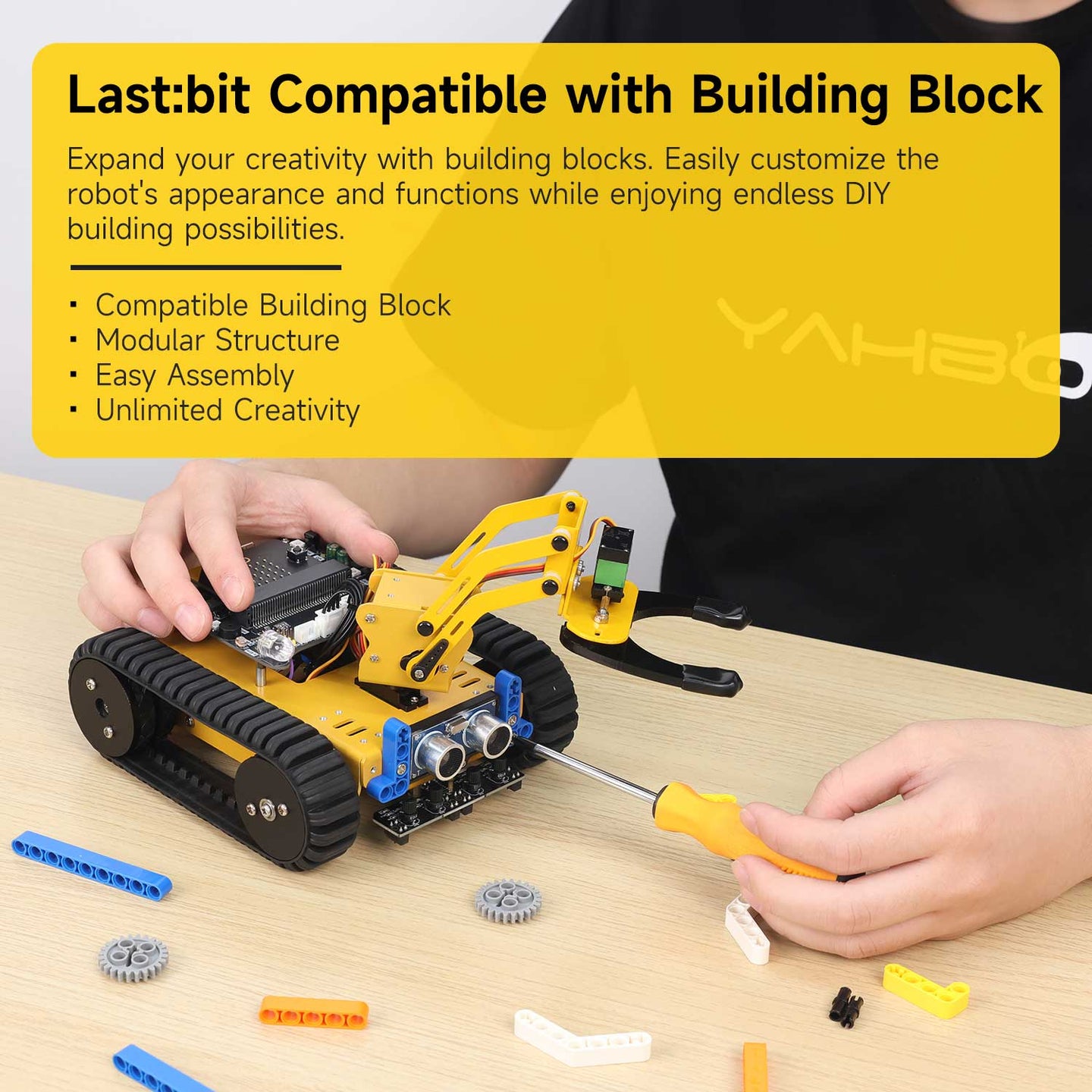 Last:bit Tracked Robot Car for BBC micro:bit, Voice Interaction, MakeCode/MicroPython Programming, STEM Education