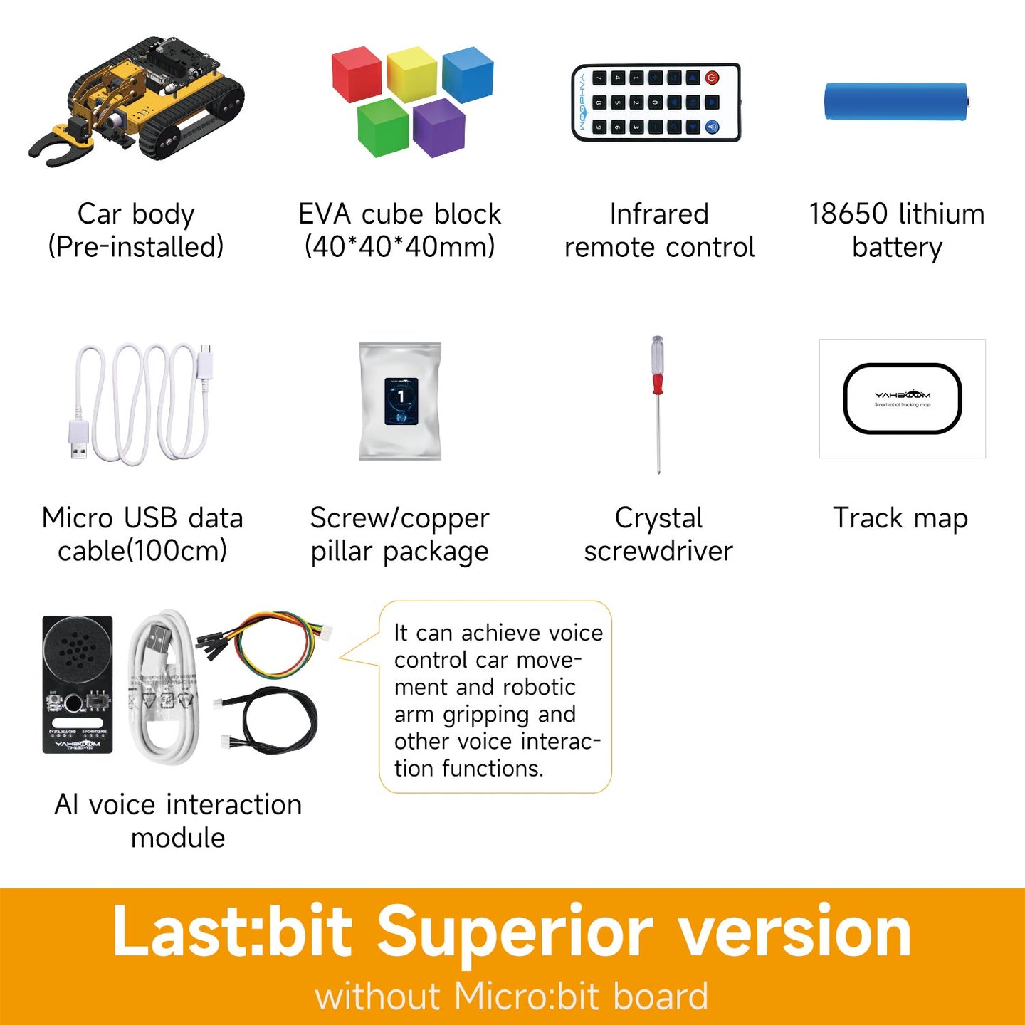 Last:bit Tracked Robot Car for BBC micro:bit, Voice Interaction, MakeCode/MicroPython Programming, STEM Education