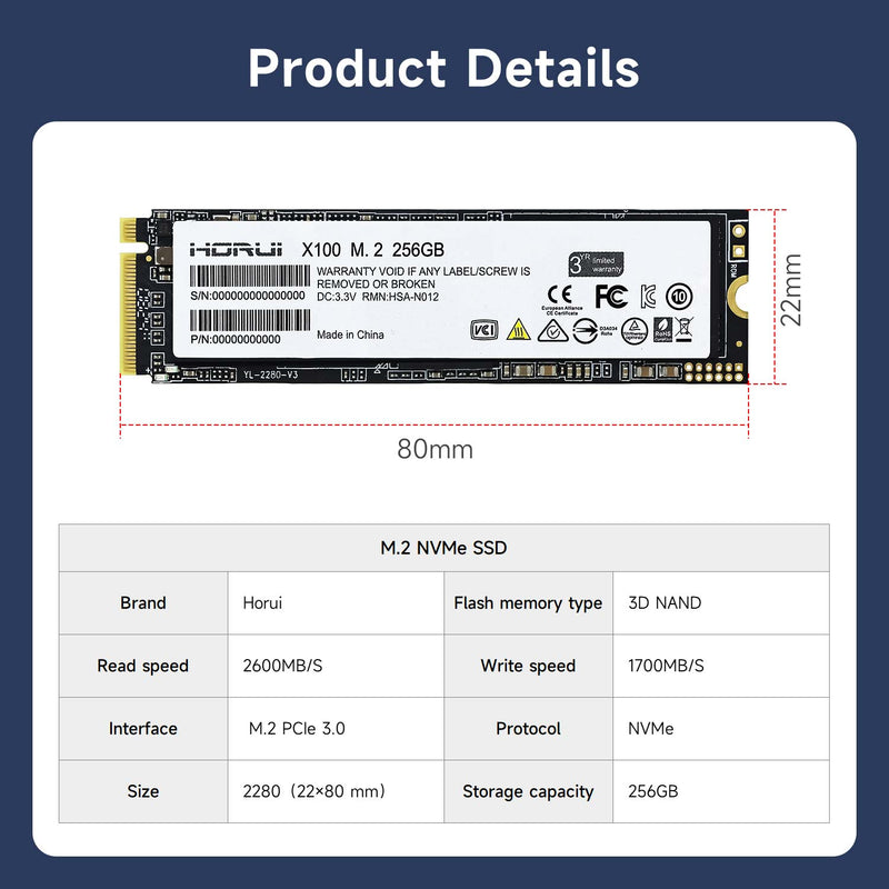 256G M.2 NVMe Solid State Drive