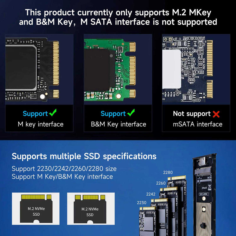 M.2 SSD Enclosure Support NVMe protocol and M Key/B&M Key interface
