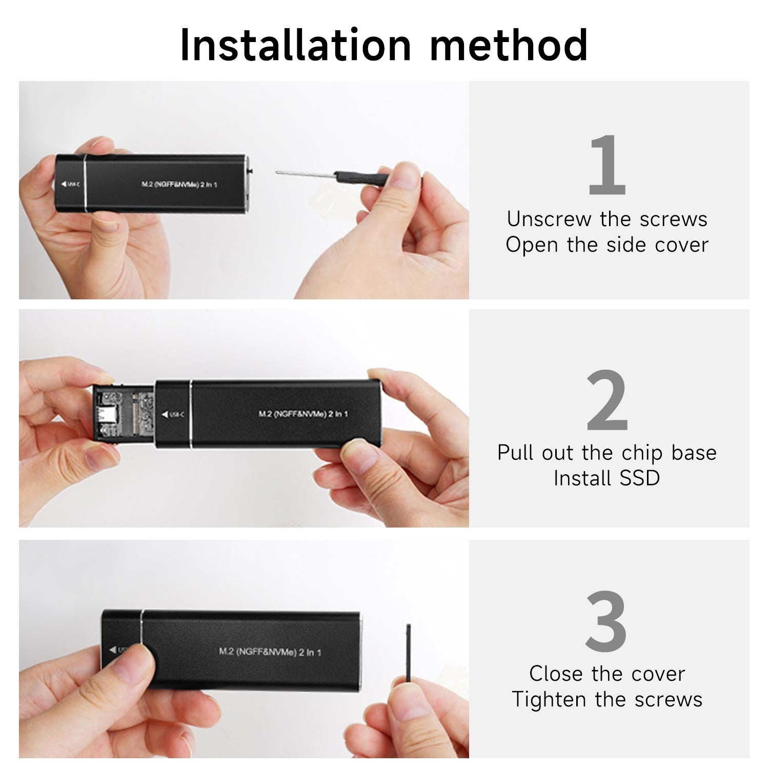M.2 SSD Enclosure Support NVMe protocol and M Key/B&M Key interface