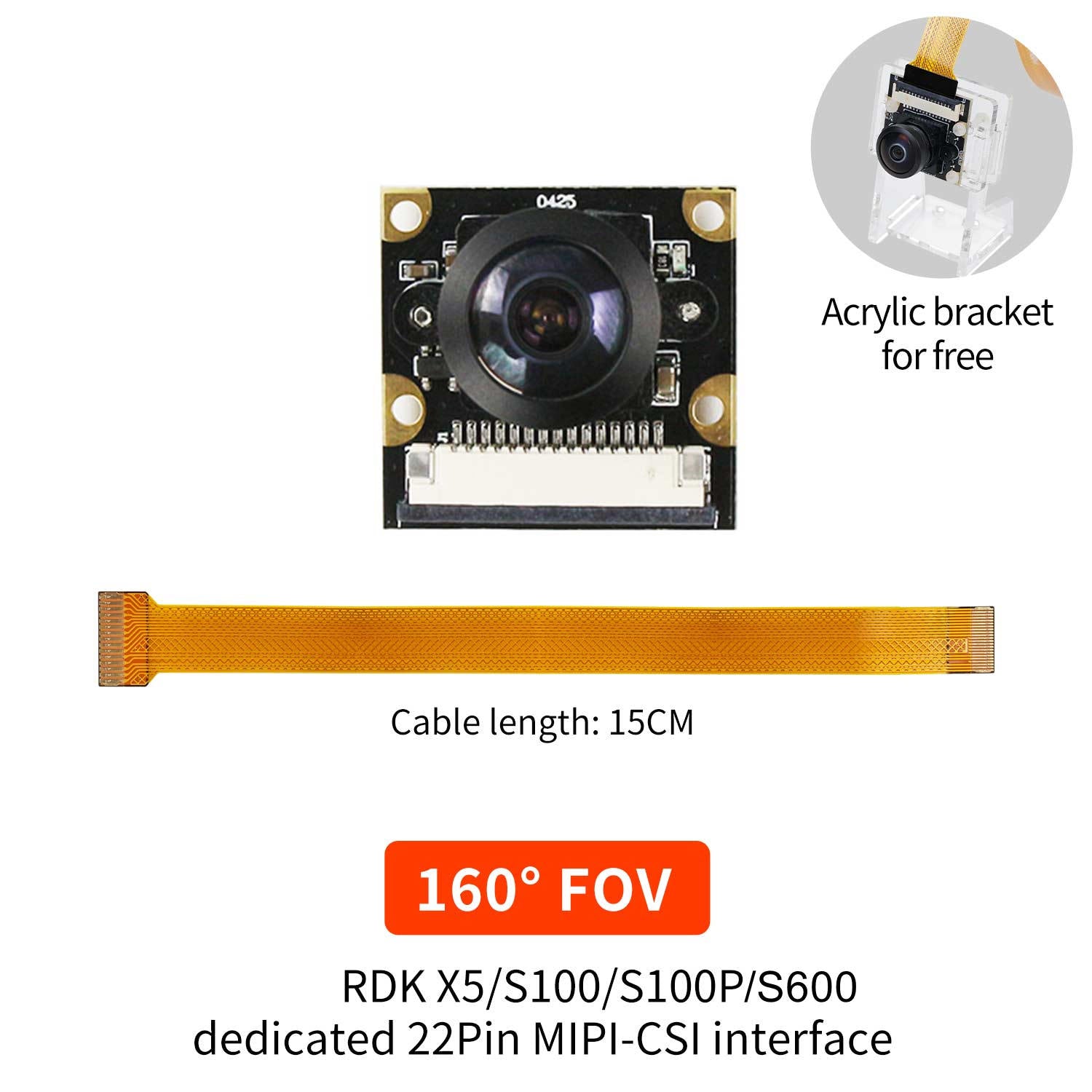 Telecamera Yahboom MIPI-CSI Da 8MP Per Scheda RDK-X5 – IMX219, Angolo 160°, Per Progetti AI, Riconoscimento Immagini E Guida Autonoma